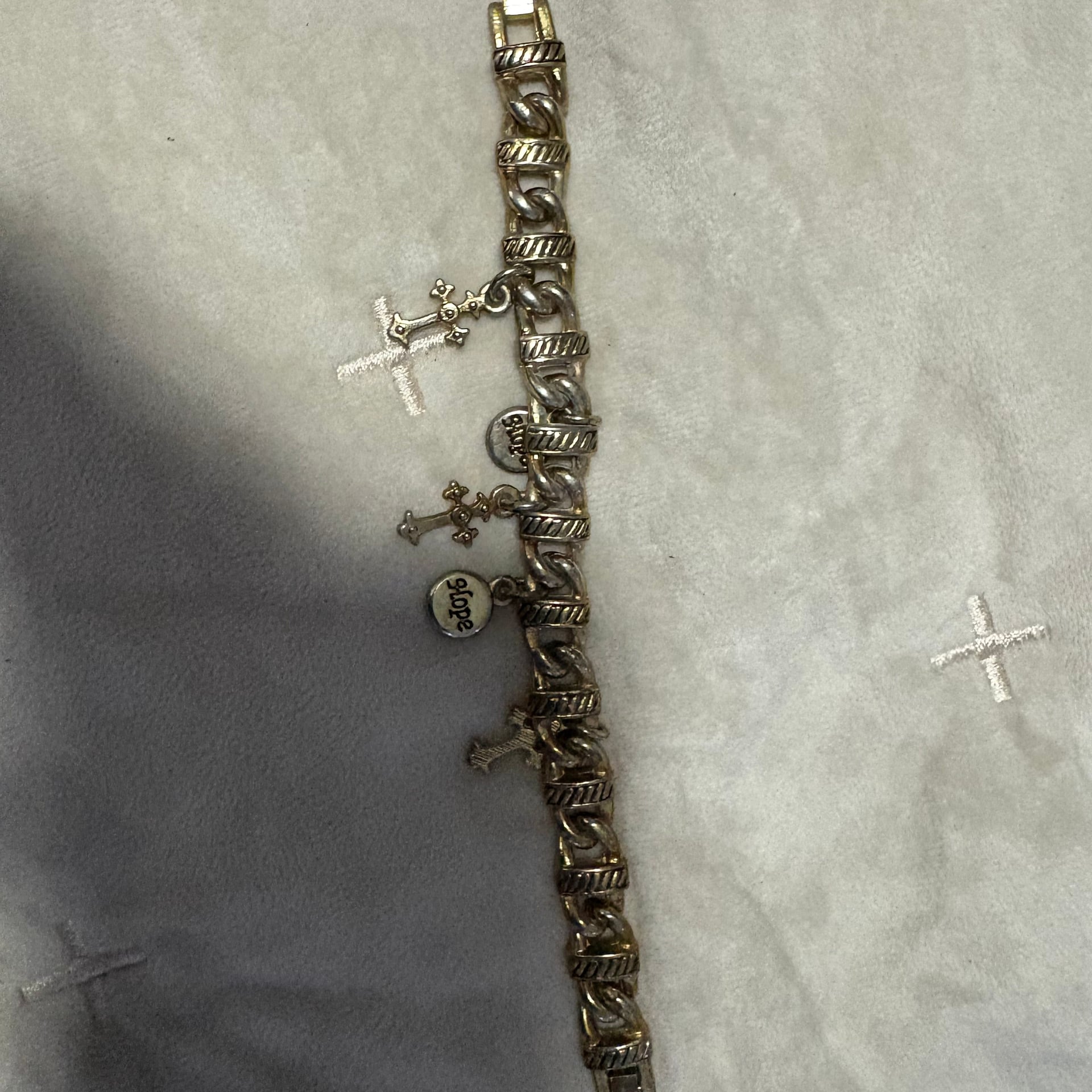 Vintage Kessaris Womens Charm Bracelet Silver Tone Cross